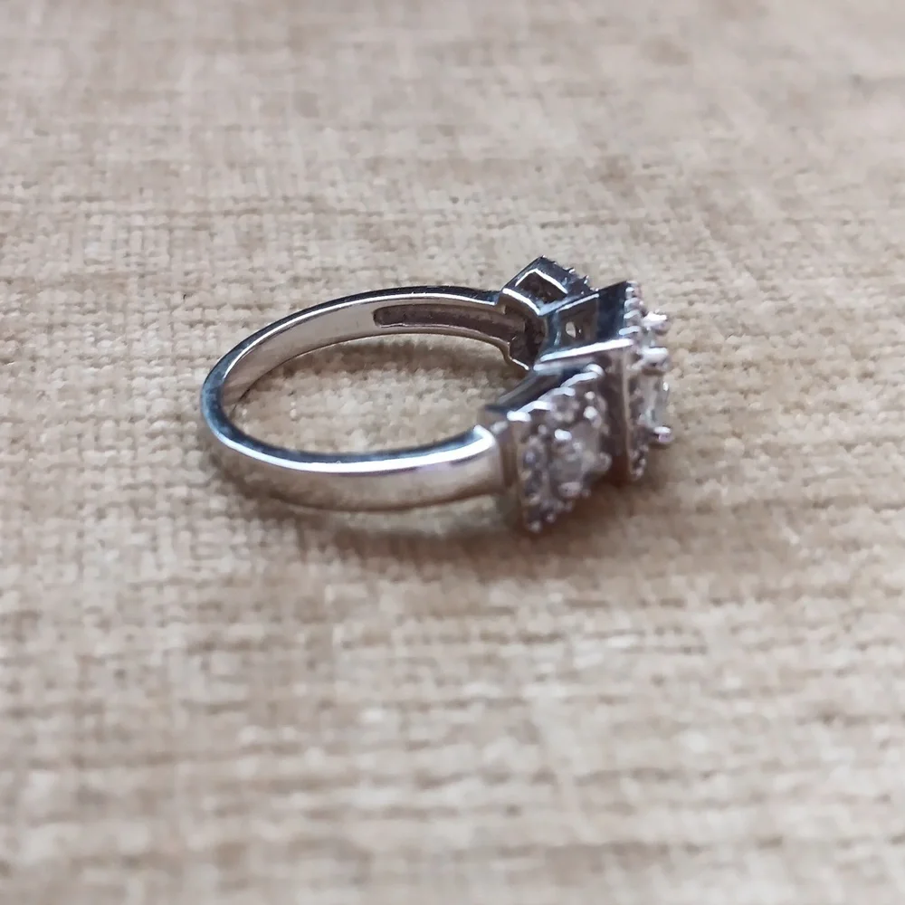 Silver Synthetic Crystal Ring